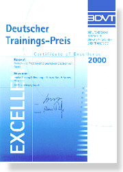 Deutscher Trainingspreis 2000 - Certificate of Excellence